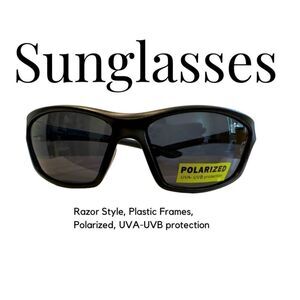 Razor Style Sporty Sunglasses, Plastic Frames, Polarized Lenses, UVA-UVB Protect